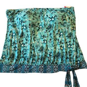 A SHORE FIT! Blue Boho Print Swim Top Removable /Convertible Straps Size XXL